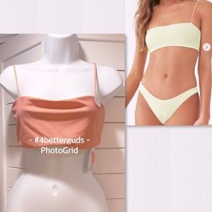 New Forever 21 Reversible Pastel Shade Coral Lime Swim Wear Bikini Top only LG